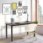 Bureau individuel marron avec cadre en métal, 140 cm