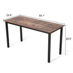 Bureau individuel marron avec cadre en métal, 140 cm
