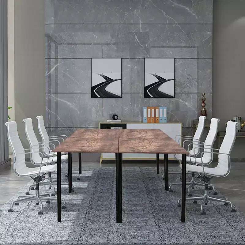 Bureau individuel marron avec cadre en métal, 140 cm