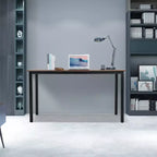 Bureau individuel marron avec cadre en métal, 140 cm