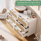Commode 6 tiroirs en rotin noir/blanc – Utilisateur unique