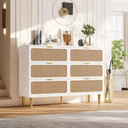 Commode 6 tiroirs en rotin noir/blanc – Utilisateur unique