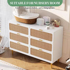 Commode 6 tiroirs en rotin noir/blanc – Utilisateur unique