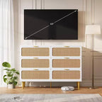 Commode 6 tiroirs en rotin noir/blanc – Utilisateur unique