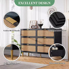 Commode 6 tiroirs en rotin noir/blanc – Utilisateur unique