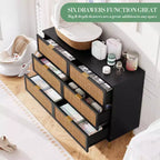 Commode 6 tiroirs en rotin noir/blanc – Utilisateur unique