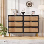 Commode 6 tiroirs en rotin noir/blanc – Utilisateur unique