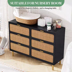 Commode 6 tiroirs en rotin noir/blanc – Utilisateur unique