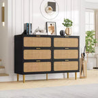 Commode 6 tiroirs en rotin noir/blanc – Utilisateur unique