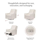 Fauteuil inclinable électrique et pivotant gris avec port USB, 1 place
