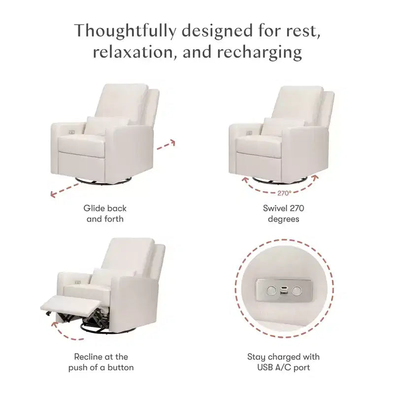 Fauteuil inclinable électrique et pivotant gris avec port USB, 1 place
