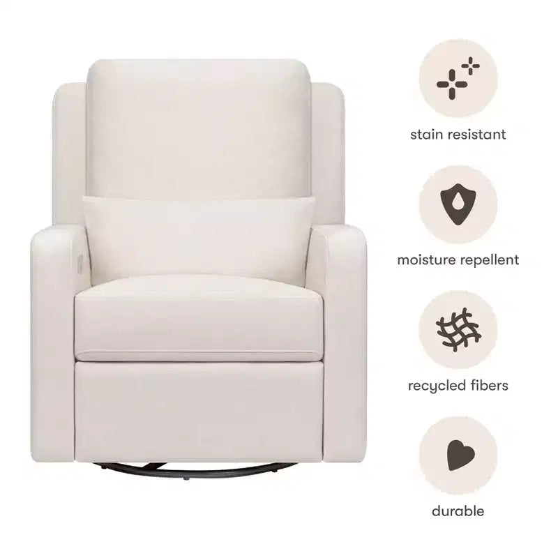 Fauteuil inclinable électrique et pivotant gris avec port USB, 1 place