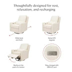Fauteuil inclinable électrique et pivotant gris avec port USB, 1 place