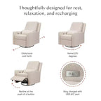 Fauteuil inclinable électrique et pivotant gris avec port USB, 1 place