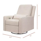 Fauteuil inclinable électrique et pivotant gris avec port USB, 1 place