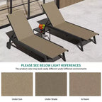 Ensemble de chaises longues de patio inclinables bleues/marron avec table d'appoint, 2 personnes