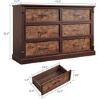 Commode 6 tiroirs marron/gris, style campagnard, pour 1 personne