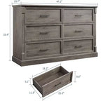 Commode 6 tiroirs marron/gris, style campagnard, pour 1 personne