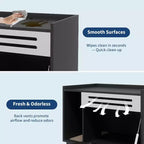 Meuble cache-litière pour chat en bois beige/noir avec porte abattante, pour 1 chat