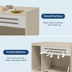 Meuble cache-litière pour chat en bois beige/noir avec porte abattante, pour 1 chat