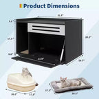 Meuble cache-litière pour chat en bois beige/noir avec porte abattante, pour 1 chat
