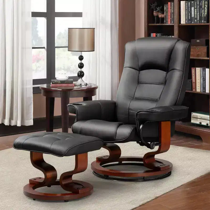 EROMMY Leather Heated Massage Recliner Chair with Ottoman