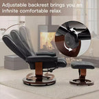Fauteuil inclinable pivotant en similicuir marron avec ottoman, 1 personne