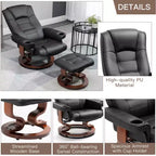 Fauteuil inclinable pivotant en similicuir marron avec ottoman, 1 personne