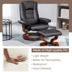 Fauteuil inclinable pivotant en similicuir marron avec ottoman, 1 personne
