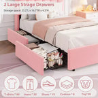Lit jumeau avec tête de lit bibliothèque ondulée, LED RVB et 2 tiroirs – Rose foncé / Rose / Blanc, 1 personne
