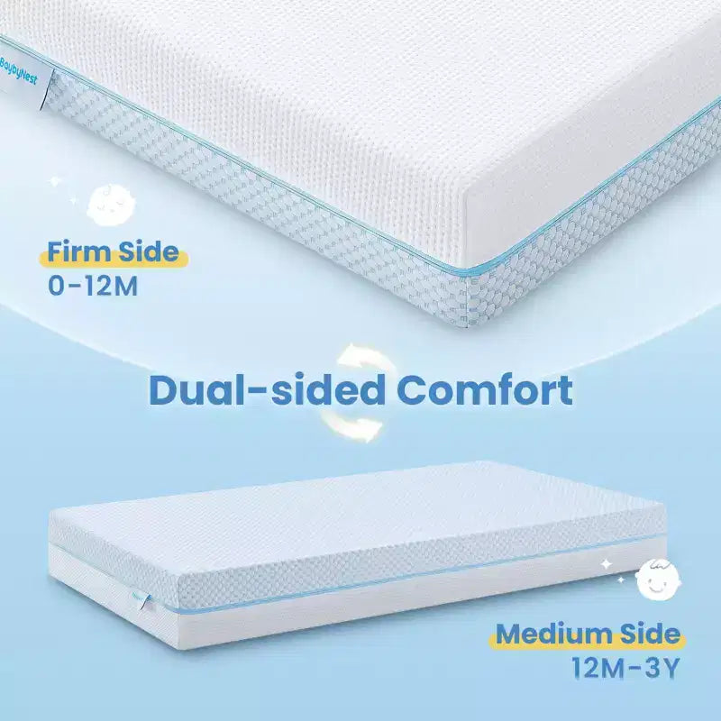 Matelas double face blanc pour lit de bébé et tout-petit, pour 1 enfant