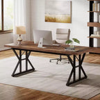 Lantine 70.86-Inch Large Executive Desk, Industrial Home Office Computer Desk, Simple Long Writing Study Table Business Furniture (Brown/Black)