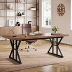 Bureau de direction industriel marron/noir, simple, 70,86"
