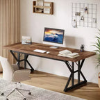 Bureau de direction industriel marron/noir, simple, 70,86"