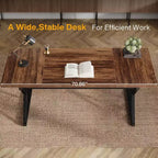 Bureau de direction industriel marron/noir, simple, 70,86"