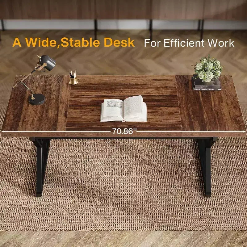 Bureau de direction industriel marron/noir, simple, 70,86"