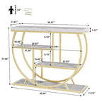 Console 4 niveaux avec rangement ouvert – Plateau imitation marbre, cadre en métal, plusieurs couleurs