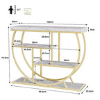 Console 4 niveaux avec rangement ouvert – Plateau imitation marbre, cadre en métal, plusieurs couleurs