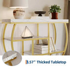 Console 4 niveaux avec rangement ouvert – Plateau imitation marbre, cadre en métal, plusieurs couleurs