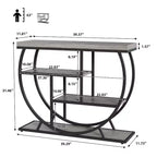 Console 4 niveaux avec rangement ouvert – Plateau imitation marbre, cadre en métal, plusieurs couleurs