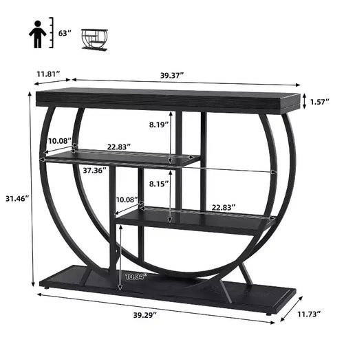 Console 4 niveaux avec rangement ouvert – Plateau imitation marbre, cadre en métal, plusieurs couleurs