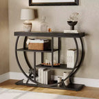 Console 4 niveaux avec rangement ouvert – Plateau imitation marbre, cadre en métal, plusieurs couleurs