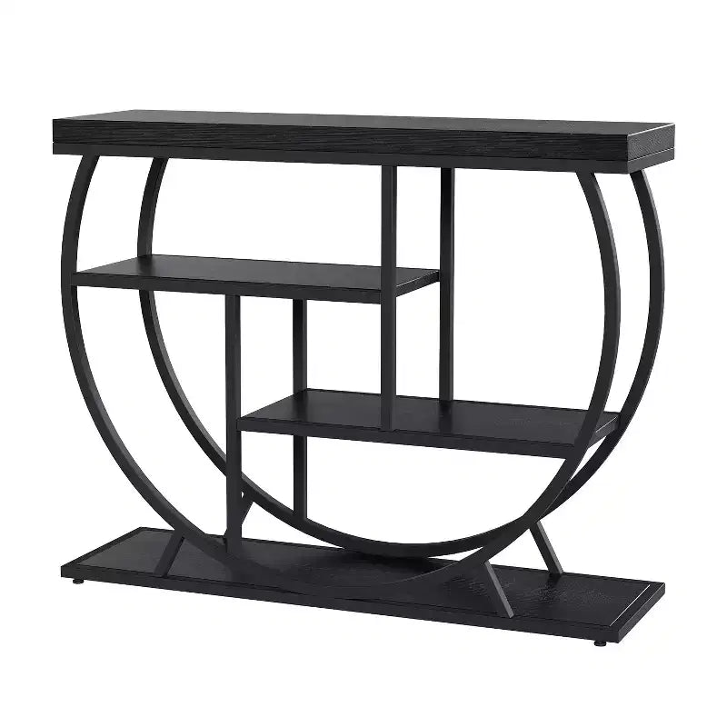 Acekool Slim Farmhouse Console Table, Faux Marble 4-Tier Entryway Table with Open Storage for Hallway or Living Room