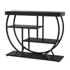 Acekool Slim Farmhouse Console Table, Faux Marble 4-Tier Entryway Table with Open Storage for Hallway or Living Room