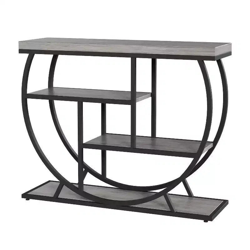 Console 4 niveaux avec rangement ouvert – Plateau imitation marbre, cadre en métal, plusieurs couleurs