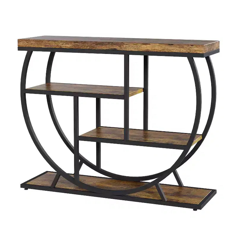 Console 4 niveaux avec rangement ouvert – Plateau imitation marbre, cadre en métal, plusieurs couleurs