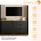Meuble TV de ferme 3 pièces noir/gris, style Mid-Century, convient aux téléviseurs jusqu'à 70 po
