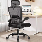 Chaise de bureau noire en maille à dossier haut, simple