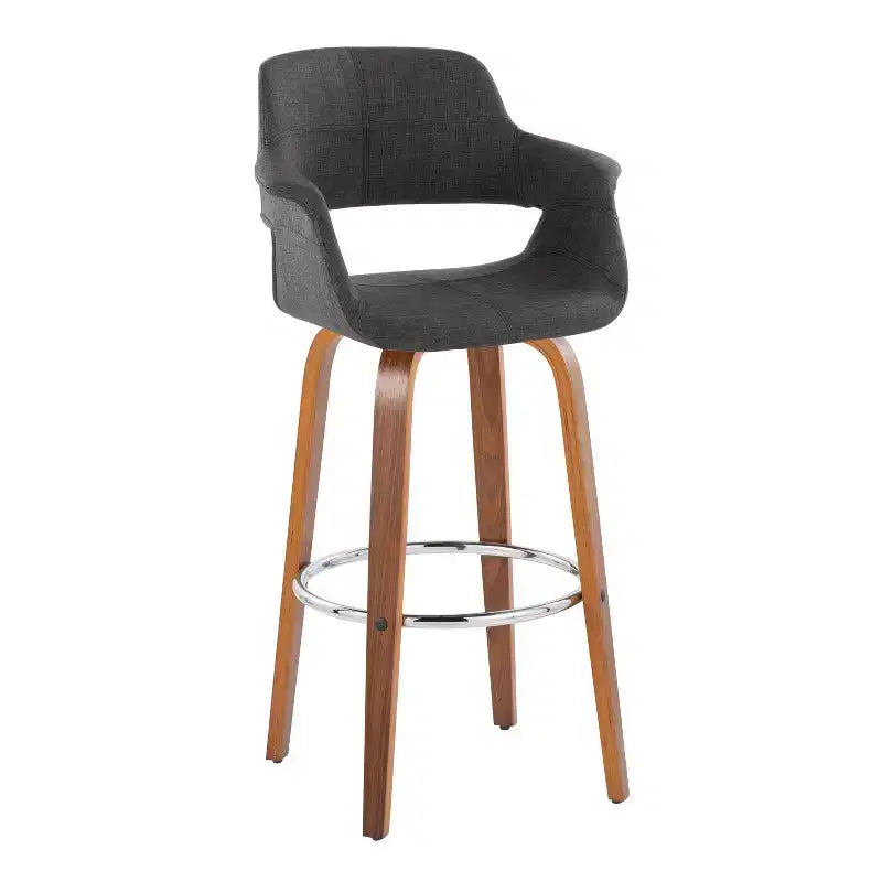 Tabouret de bar rembourré anthracite avec accoudoirs et pivotant, lot de 2