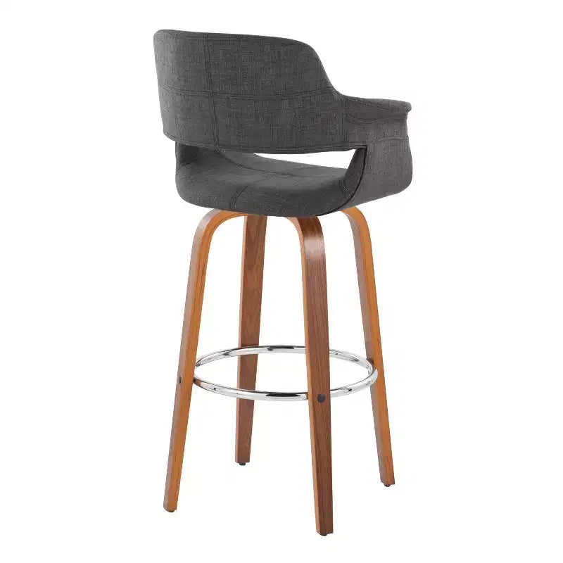 Tabouret de bar rembourré anthracite avec accoudoirs et pivotant, lot de 2